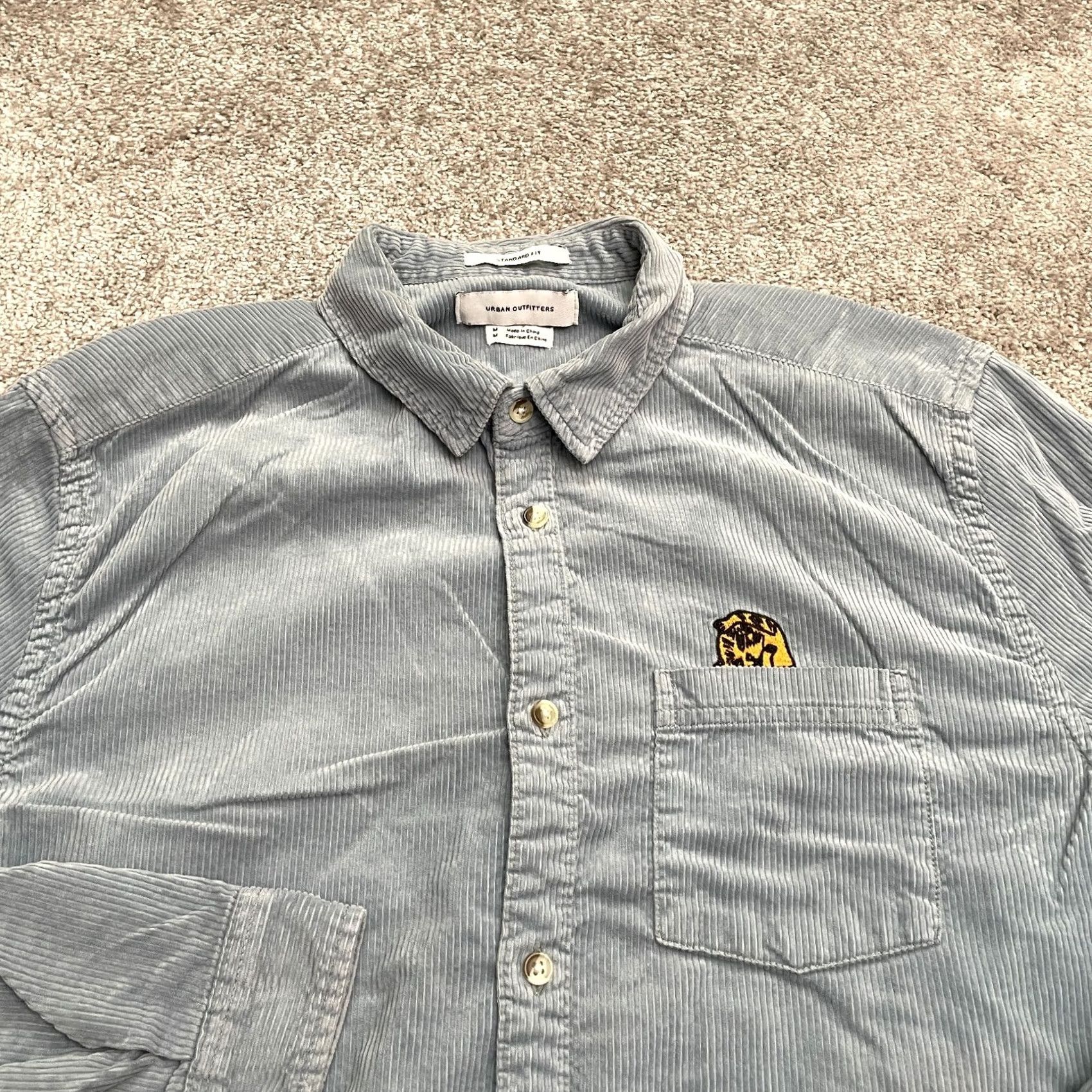 Urban Outfitters Urban Outfitters Corduroy Shirt Mens M Blue Patch Pocket Button-Up Casual Shirt Size M / US 6-8 / IT 42-44 - 3 Thumbnail