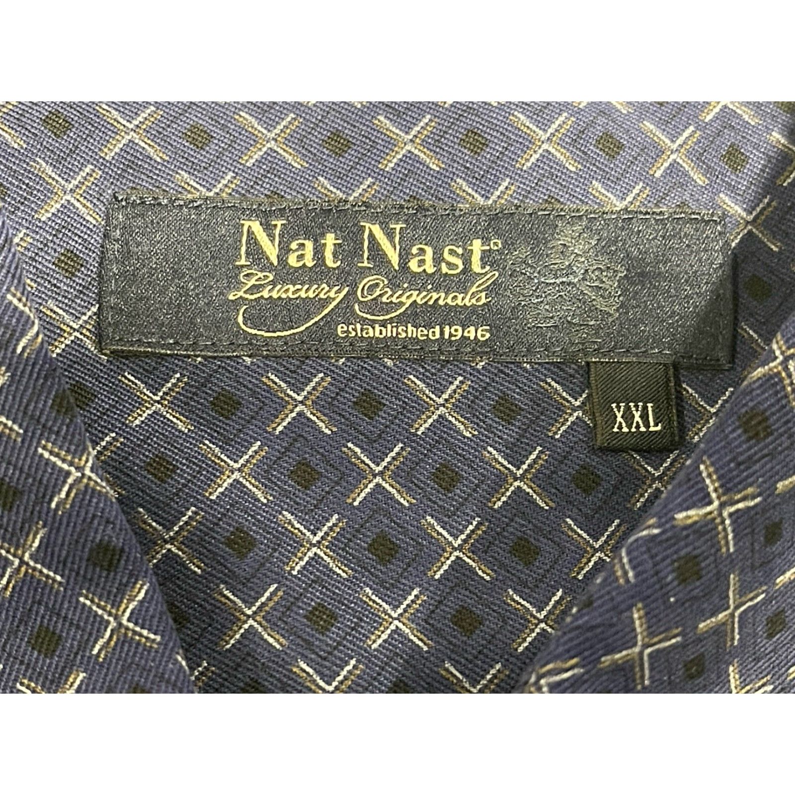 Nat Nast NAT NAST Luxury Originals Men’s 2XL Silk Button-Up Shirt Short Sleeve Geometric Multicolor Modern 100% Silk Size US XXL / EU 58 / 5 - 5 Thumbnail