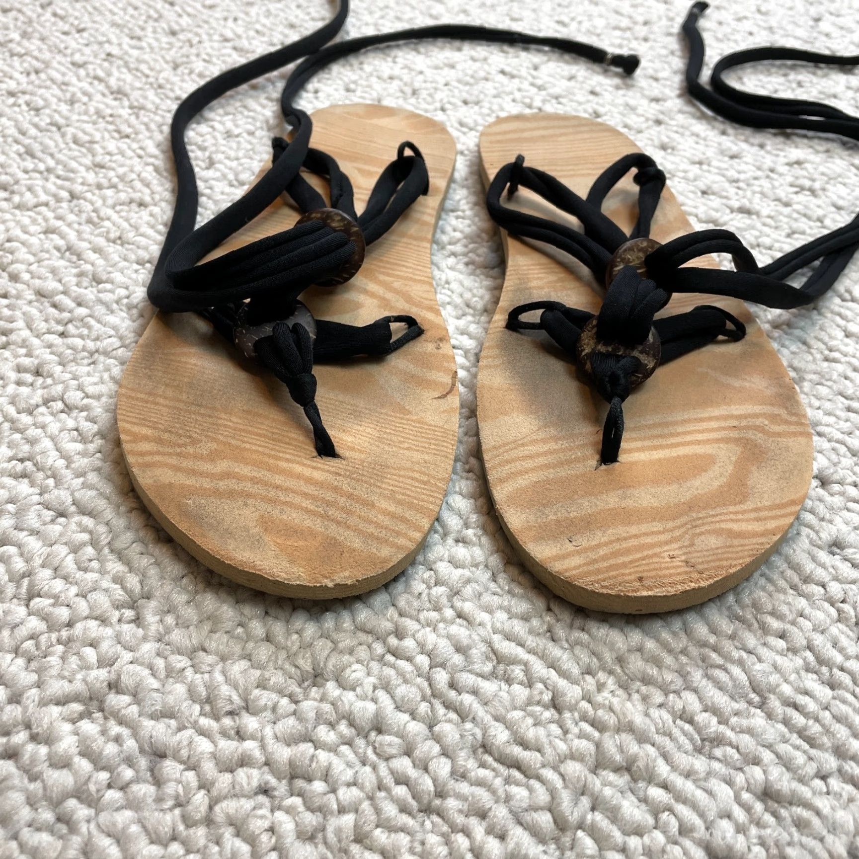 Vintage Unbranded Sandals Womens 8.5 Brown Strappy Faux Leather Comfort Flat Slip On Beach Size US 8.5 / IT 38.5 - 5 Thumbnail