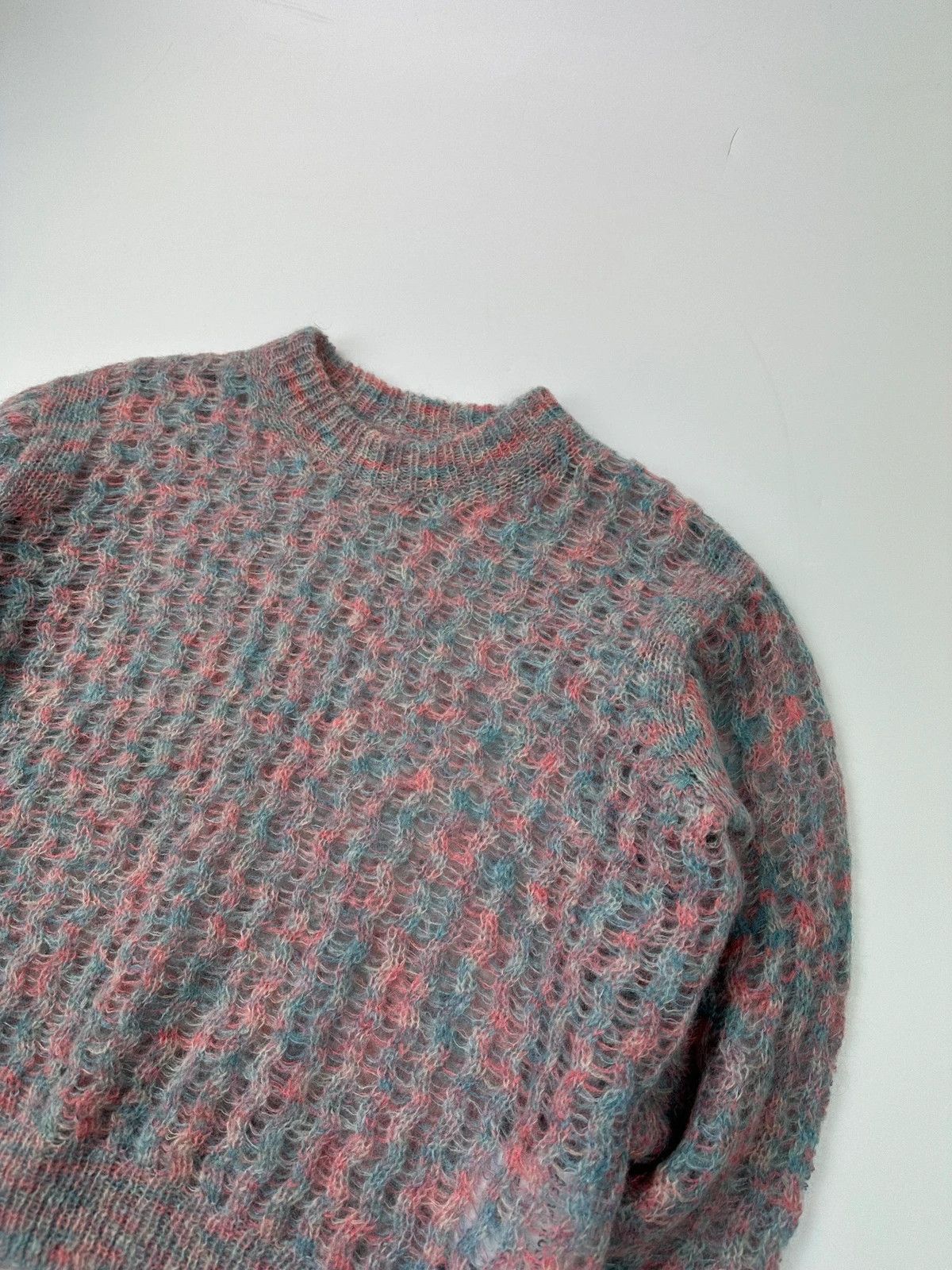 Acne Studios Acne Studio 00’s Blue & Pink Knitted Mohair Sweater Size M / US 6-8 / IT 42-44 - 2 Thumbnail