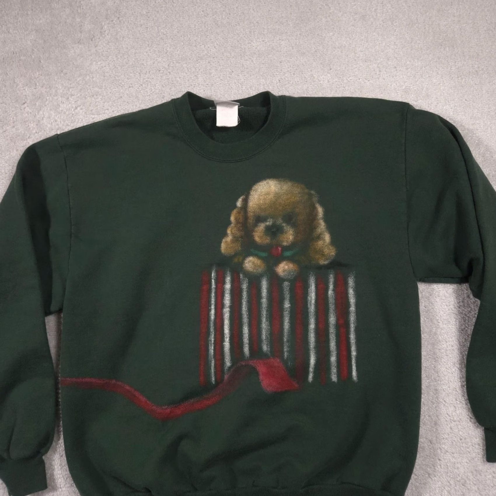 Jerzees VINTAGE Jerzees Sweatshirt Mens Large Green Dog Cat Christmas Gift Graphic 90s Size US L / EU 52-54 / 3 - 4 Thumbnail