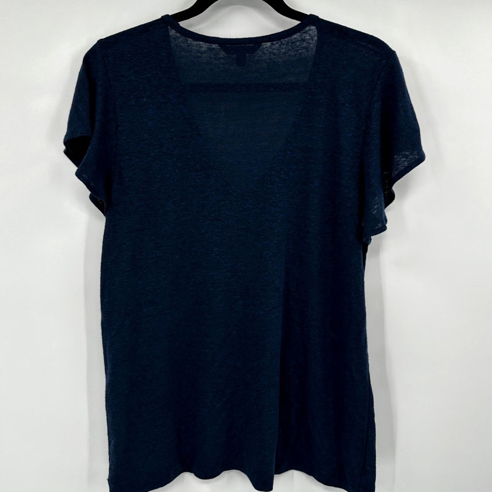 Banana Republic VINTAGE Banana Republic Navy Blue Lace Trim V-Neck Flutter Sleeve Linen Blend Top M Size M / US 6-8 / IT 42-44 - 6 Thumbnail