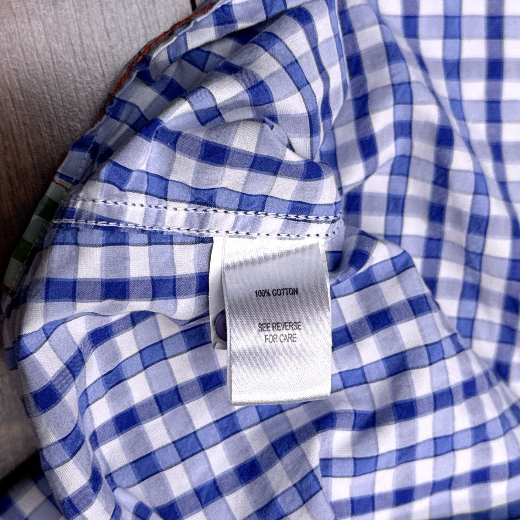 Johnston & Murphy Johnston & Murphy Slim Fit Shirt Mens Large Blue Check Button-Up Shirt Size US L / EU 52-54 / 3 - 7 Thumbnail