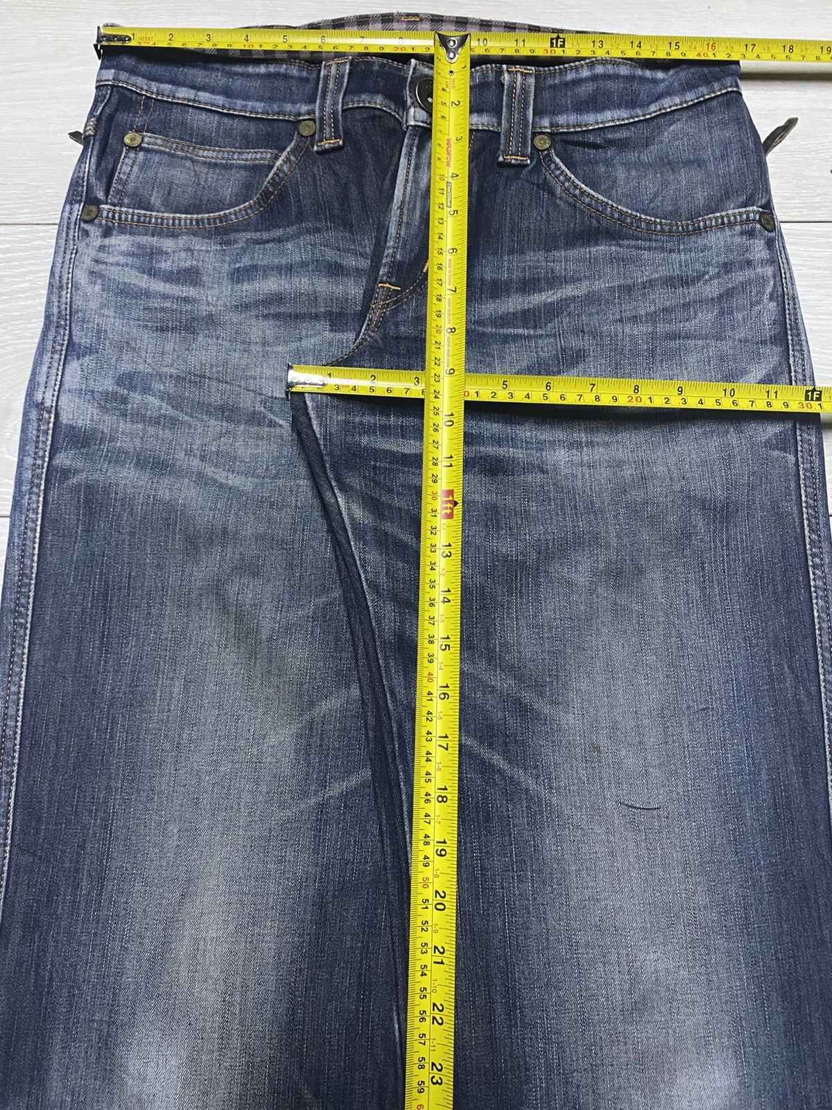 Junya Watanabe Vintage Edwin 503 Blue Trip Whisker Little Bootcut Jeans Size US 33 - 15 Thumbnail