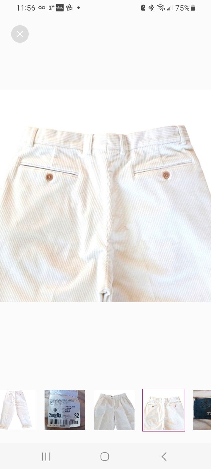 ZANELLA ©️2000 Men's White Corduroy Pants