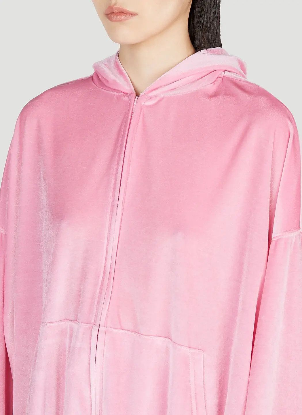 Balenciaga o1bcso1str1124 BB Paris Strass Zip-Up Hoodie Oversized Pink Size S / US 4 / IT 40 - 5 Thumbnail