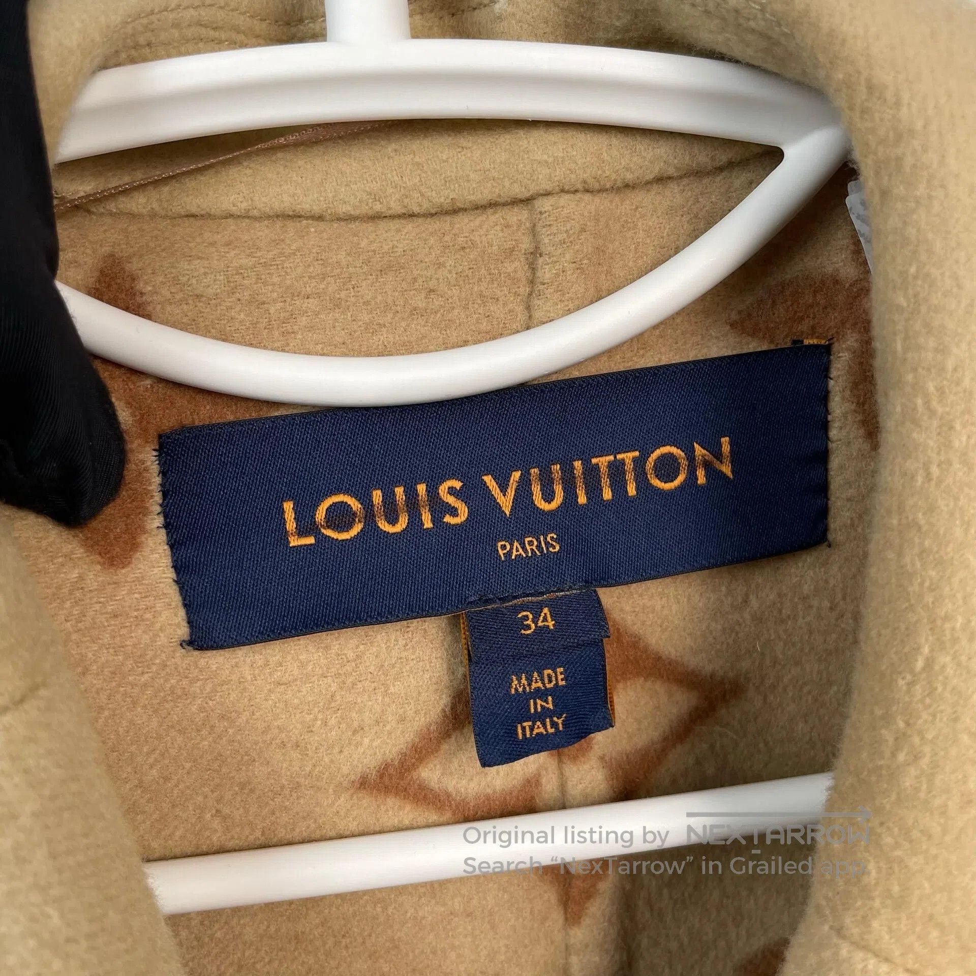 Louis Vuitton Louis Vuitton Beige Lined All-Over Print Belted Coat| Size XXS / US 00 / IT 34 - 3 Thumbnail