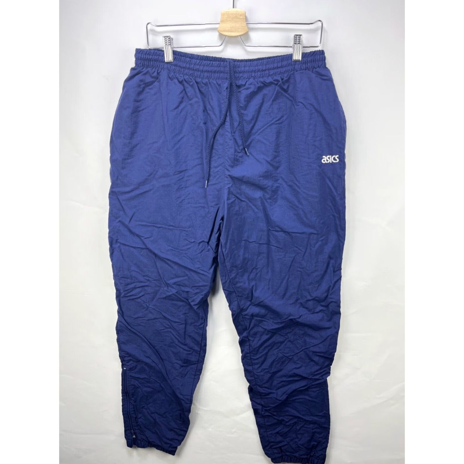 Asics VINTAGE ASICS Track Pants Men L Blue 90s Windbreaker Swishy Running Loose Drawstring Pants Size US 33 - 2 Thumbnail