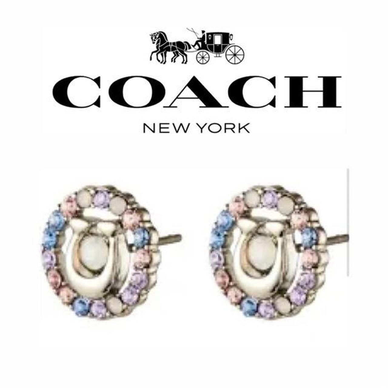 Coach Coach rainbow pink purple blue opal crystal silver earrings Size ONE SIZE - 2 Thumbnail