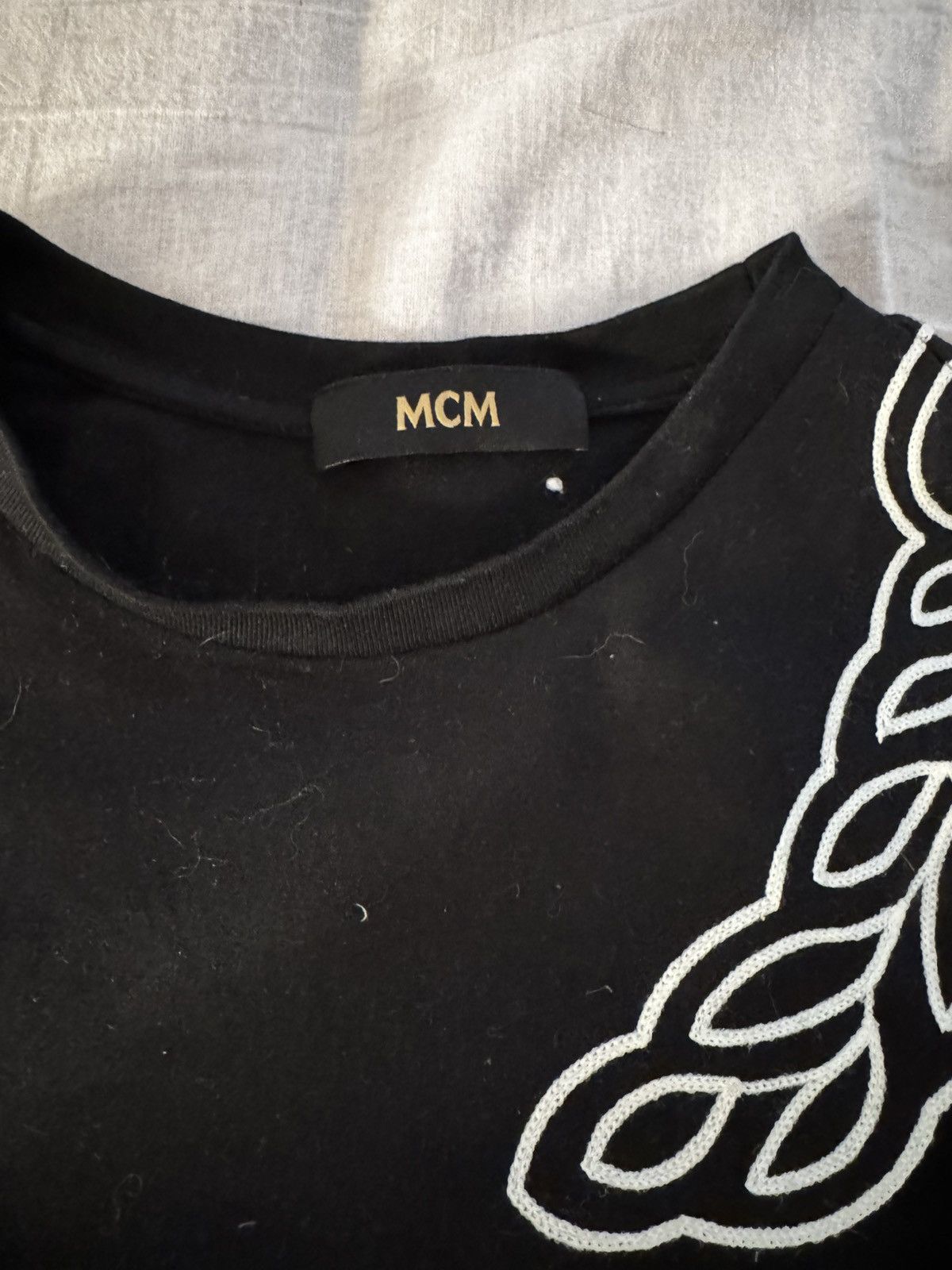 MCM MCM Men’s Black T-Shirt with Embroidered Design – Size Large Size US XL / EU 56 / 4 - 2 Thumbnail