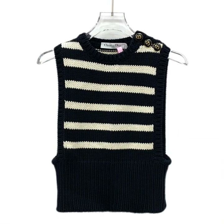 Dior Christian Dior Black Striped Cotton Sleeveless Tank Size XXS / US 00 / IT 34 - 1 Thumbnail