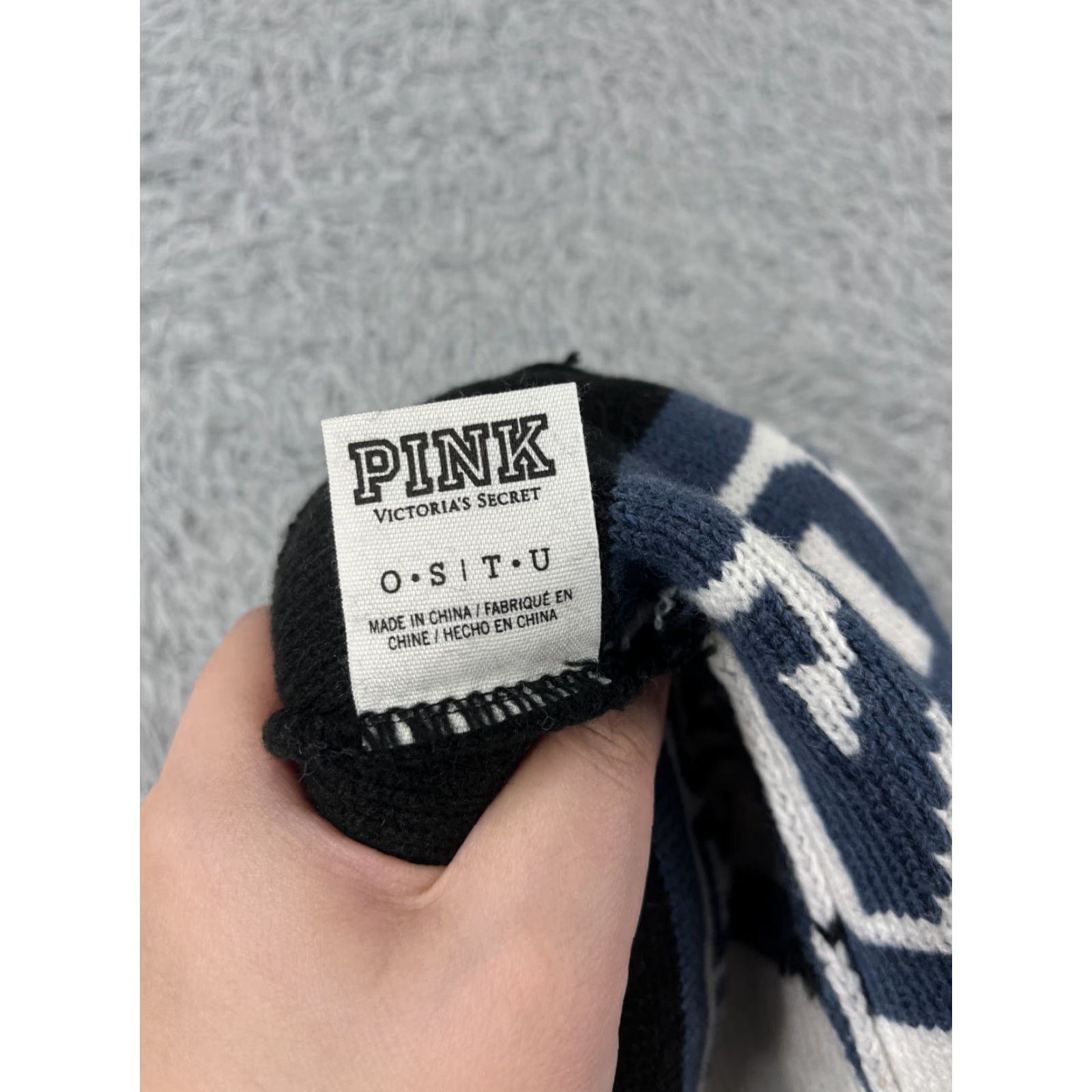 Victoria's Secret Victoria's Secret Beanie Toque Adult One Size Blue White Acrylic PINKNATION Logo Striped Knit Hat Womens Beanie Accessories Winter Fall Size ONE SIZE - 7 Thumbnail
