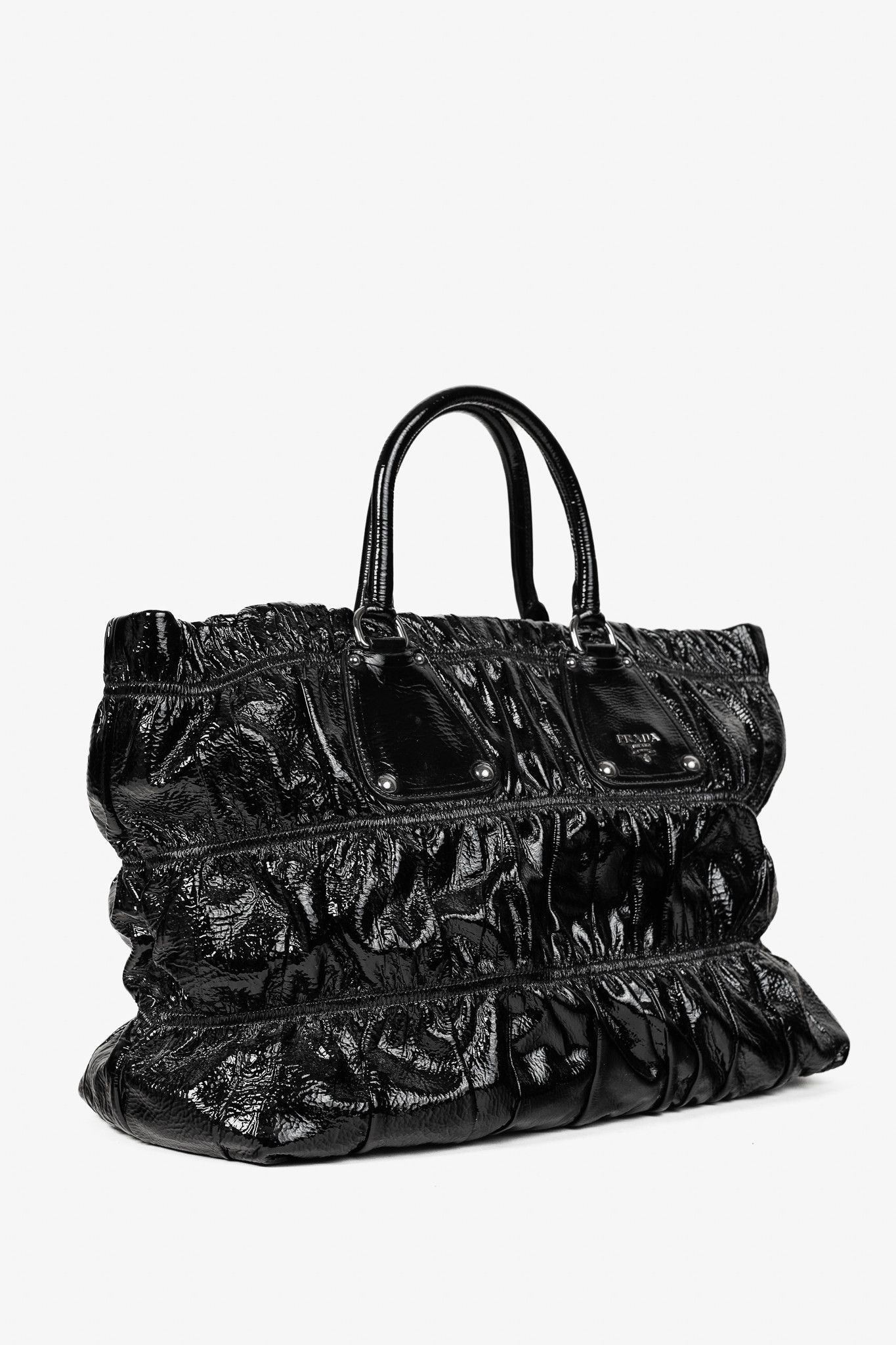 Prada Prada Nero Vernice Gaufre Leather Tote Size ONE SIZE - 2 Thumbnail