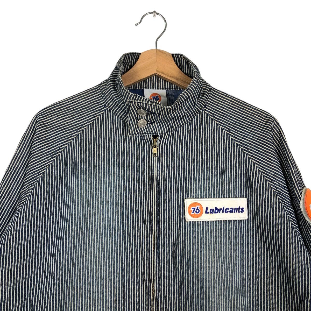 Japanese Brand 🔥90’s Striped Bomber Jacket 76 Lubricant Big Logo Size US L / EU 52-54 / 3 - 3 Thumbnail