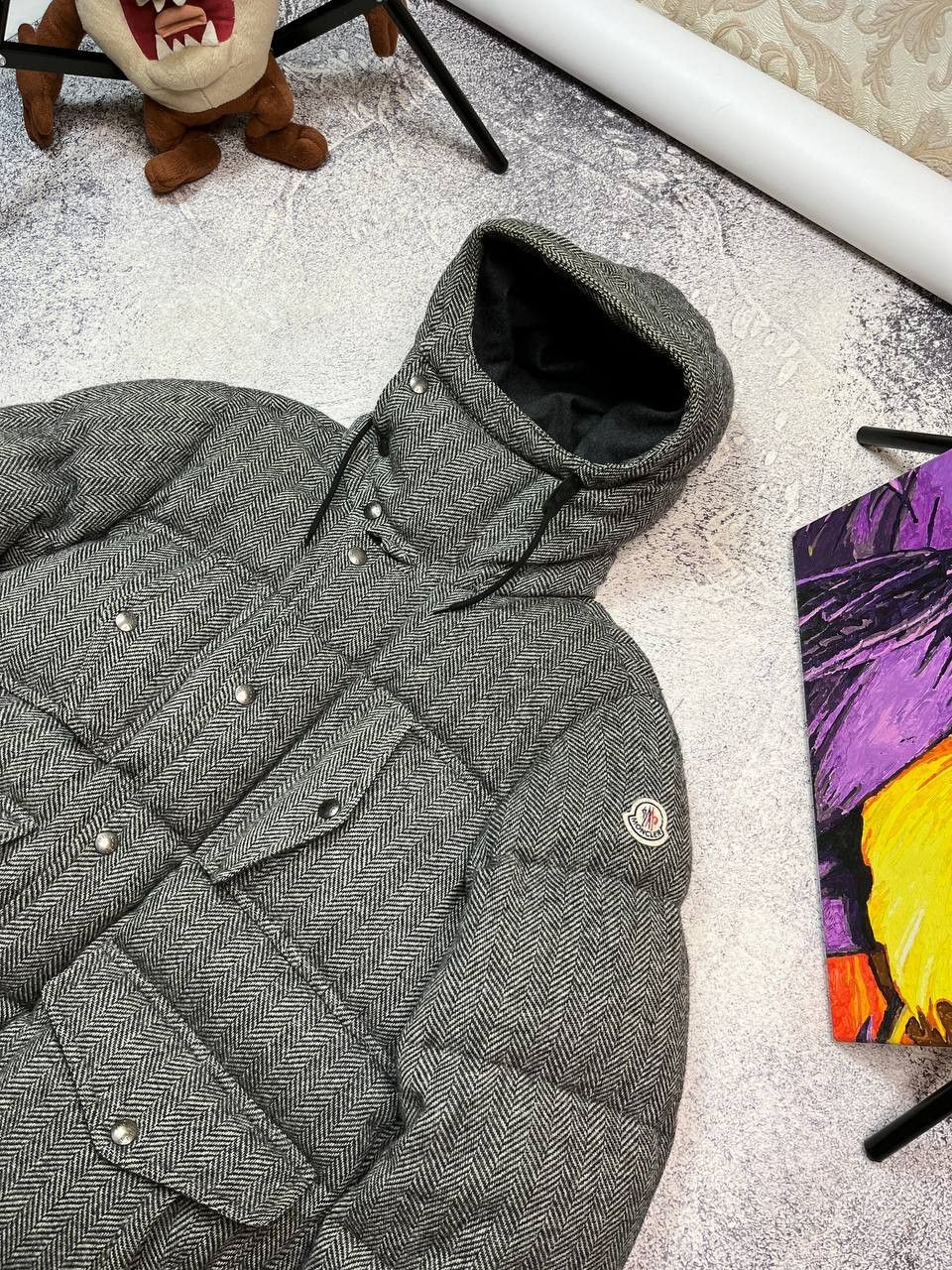 Moncler Moncler Gildas Herringbone Wool Down Puffer Jacket Size US L / EU 52-54 / 3 - 5 Thumbnail