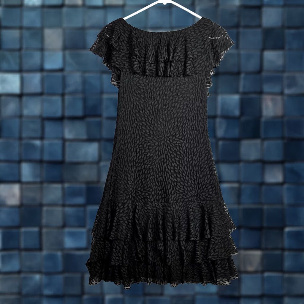 Layer 8 Julienne W USA Made Women's Y2K Black Boho Ruffle Tiered Layer Dress S Size S / US 4 / IT 40 - 1 Thumbnail