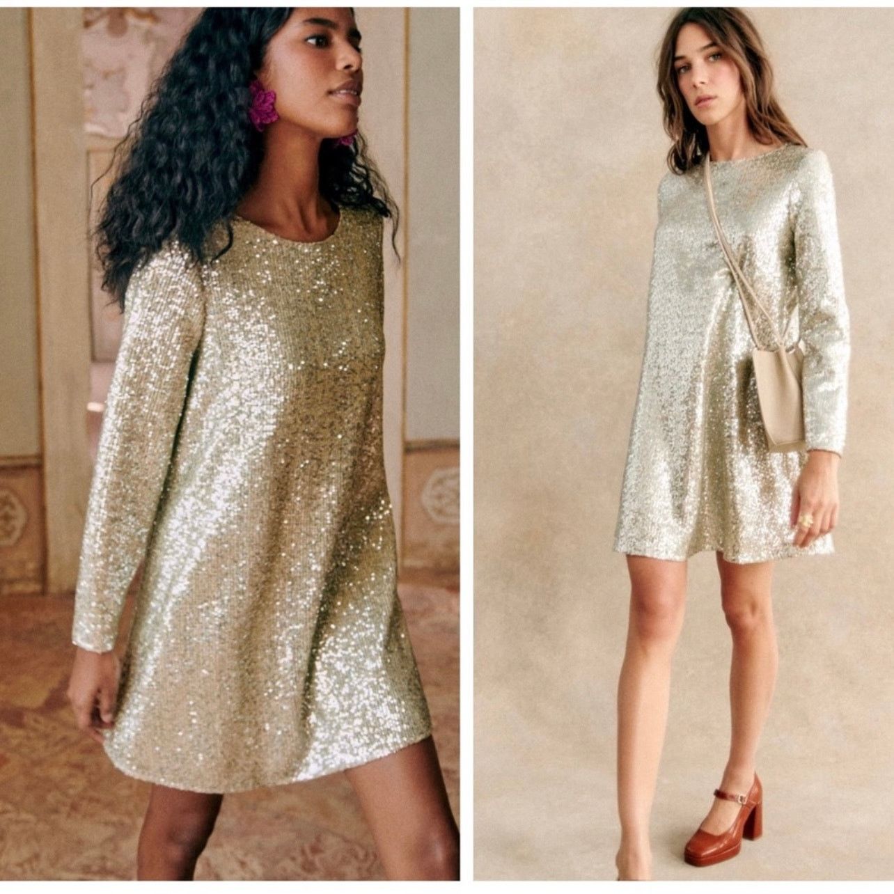 Sezane Sezane Annabeth Sequined Mini Dress gold size 34 2 C5 Size XS / US 0-2 / IT 36-38 - 1 Thumbnail