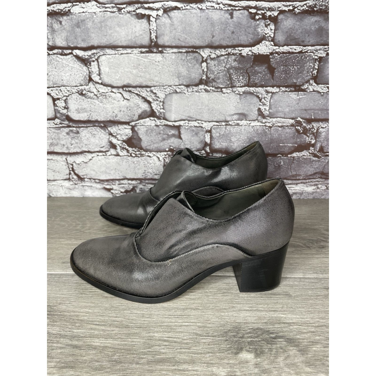Other REED KRAKOFF Metal Gray Leather Slip On Loafer Heel Shoes Wo Size US 8 / IT 38 - 1 Thumbnail