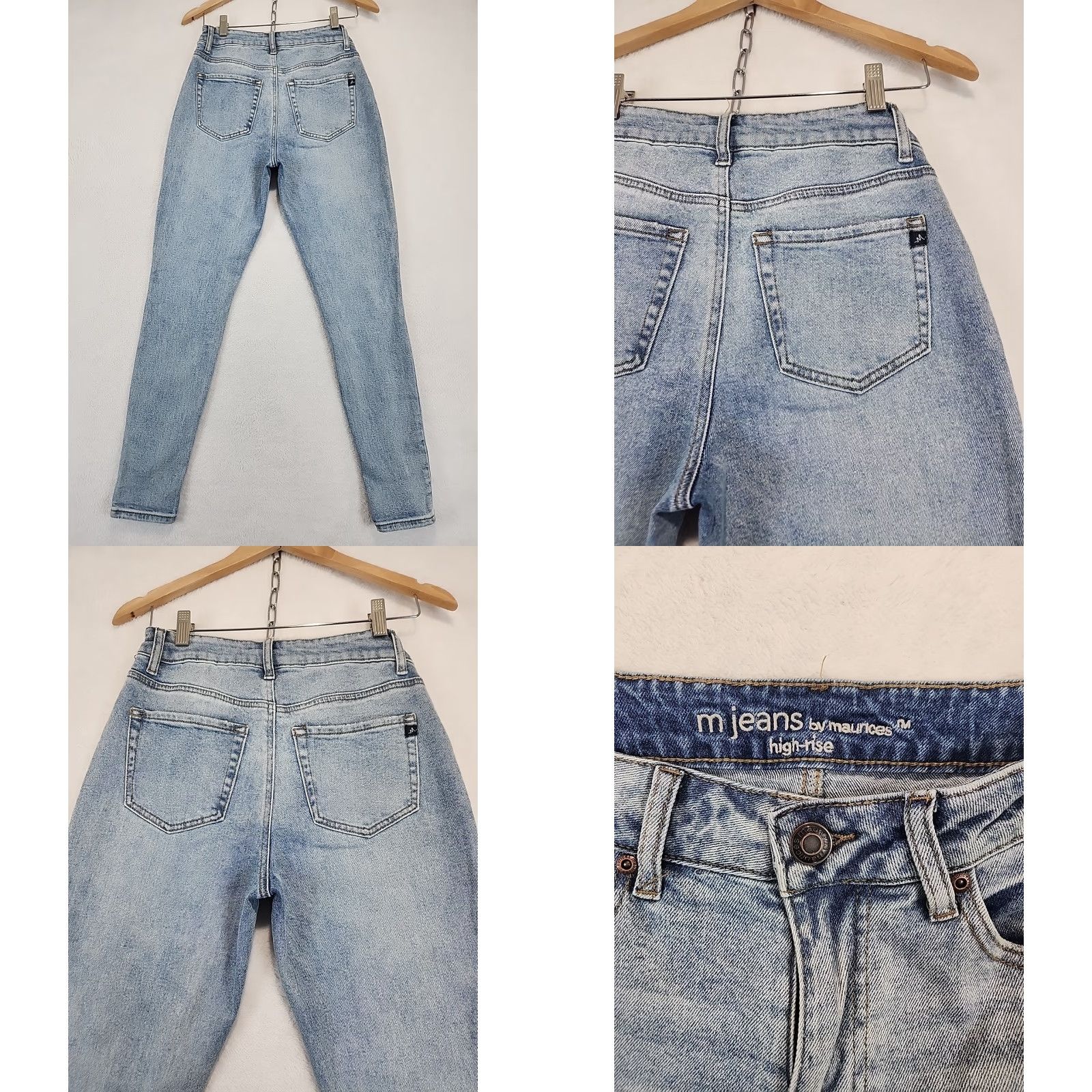 Vintage M Jeans Maurices Women's Jeans High-Rise Patchwork Distressed 5-Pocket Ankle Blue Cotton Blend Medium Wash Size 26" / US 2 / IT 38 - 9 Thumbnail
