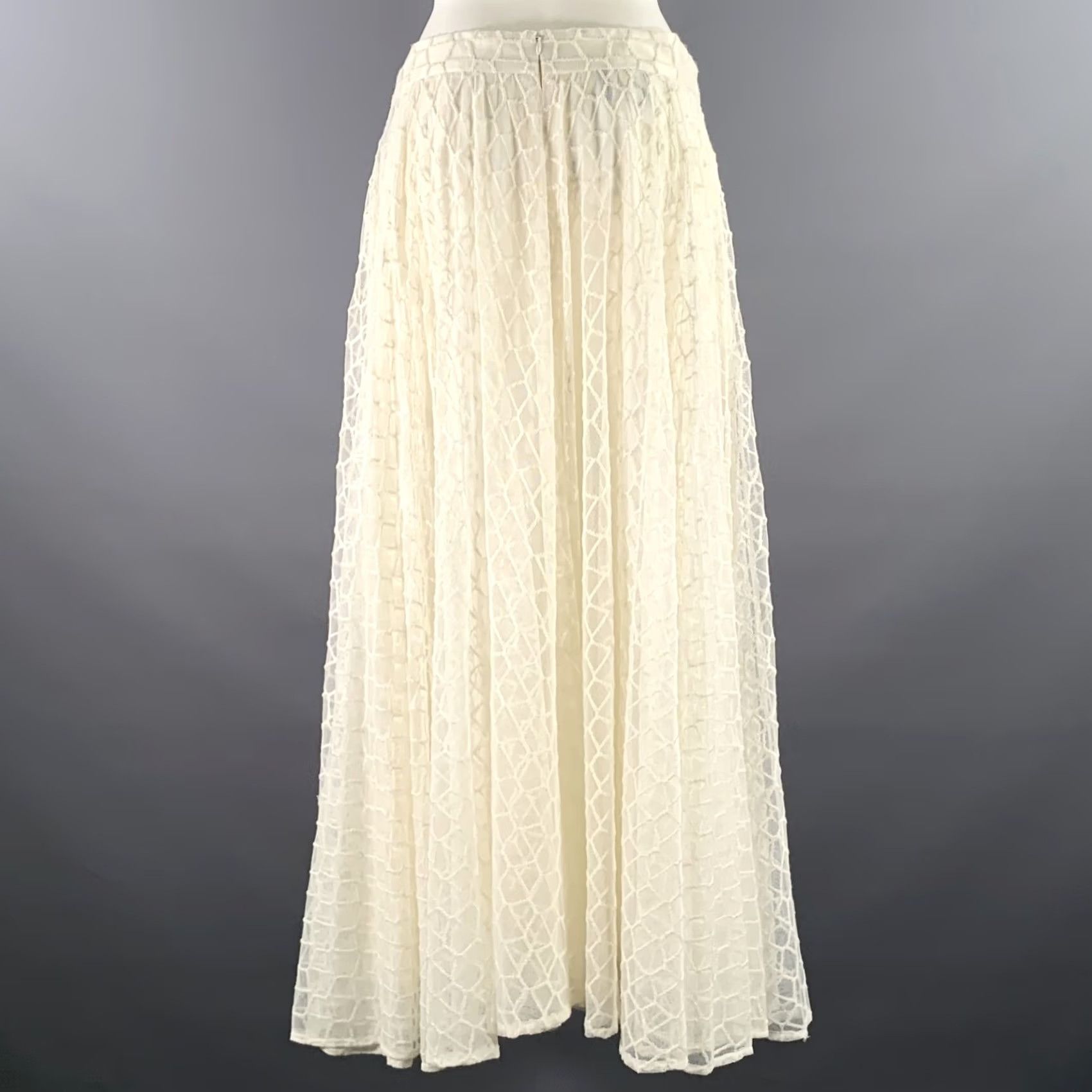 Akris AKRIS Maxi Skirt Cream Ivory Polyamid Wool Blend Lace Size 12 Womens Size 34" / US 12 / IT 48 - 3 Thumbnail