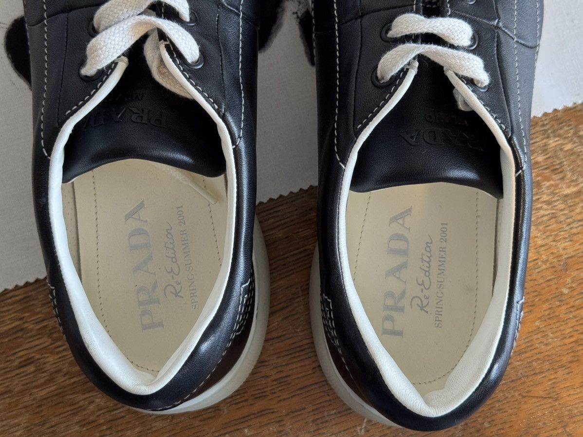 Prada Prada Re-Edition Black Leather Low-Top Sneakers SS2001 Size US 10.5 / EU 43-44 - 5 Thumbnail