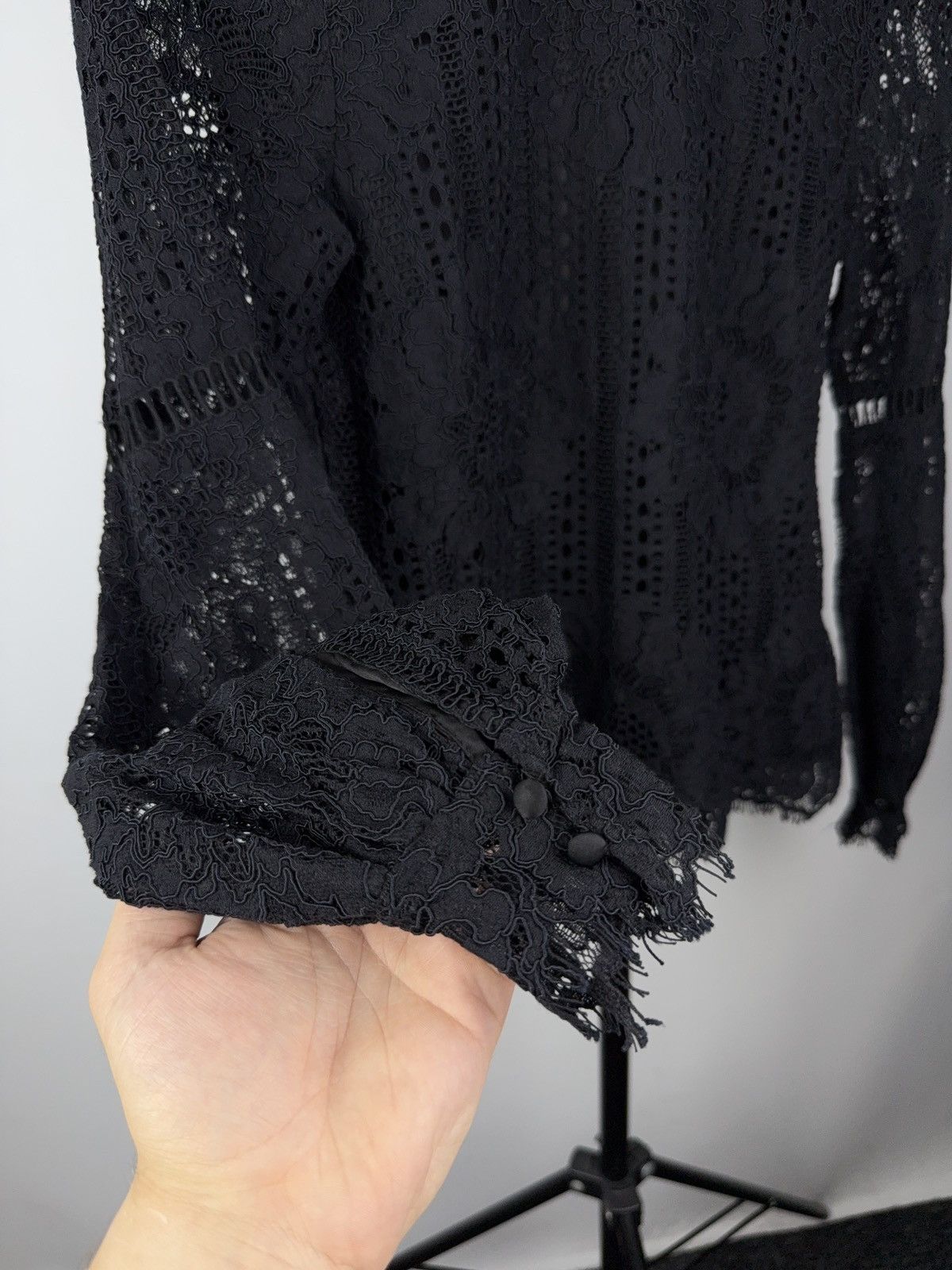 Japanese Brand Opium Gothic Black Long Blouse Floral Avant Garde Y2k Size S / US 4 / IT 40 - 6 Thumbnail