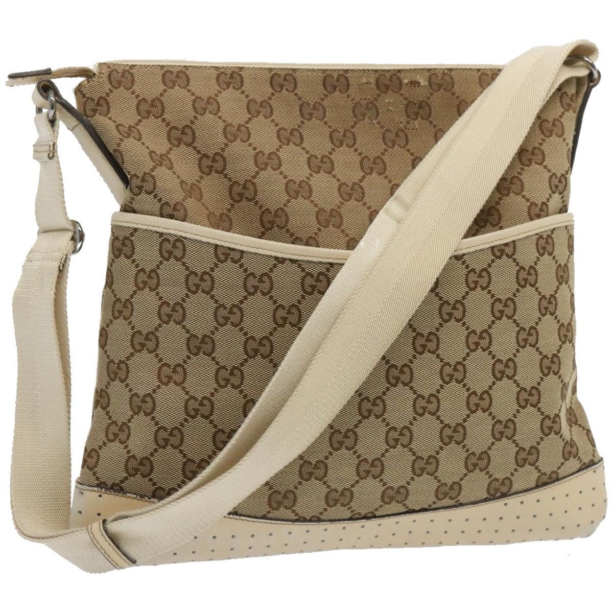 image of Gucci GG Canvas Shoulder Bag Beige 145857 Auth 67450, Women's