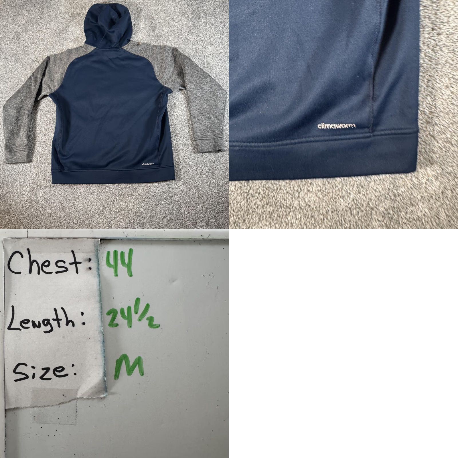 Adidas Adidas Hoodie Mens Medium Blue Gray ClimaWarm Raglan Pullover Fleece Sweatshirt Size US M / EU 48-50 / 2 - 8 Thumbnail