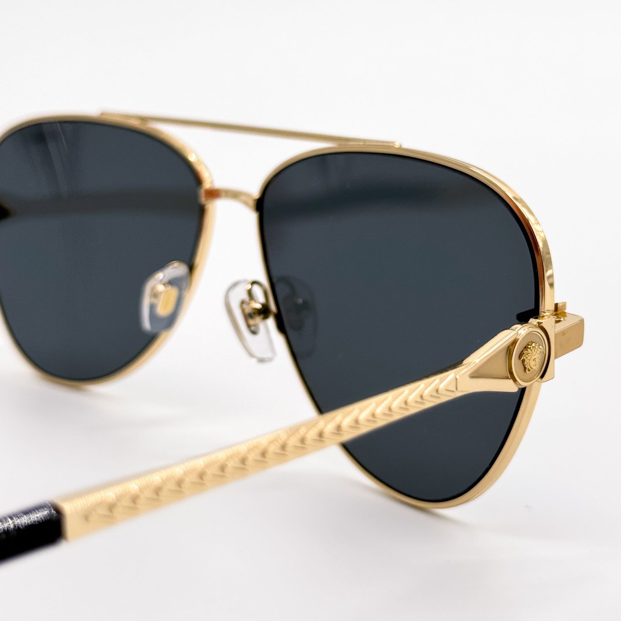Versace NEW VE2283 1002/87 VERSACE GOLD GREY AVIATOR SUNGLASSES VERS Size ONE SIZE - 7 Thumbnail