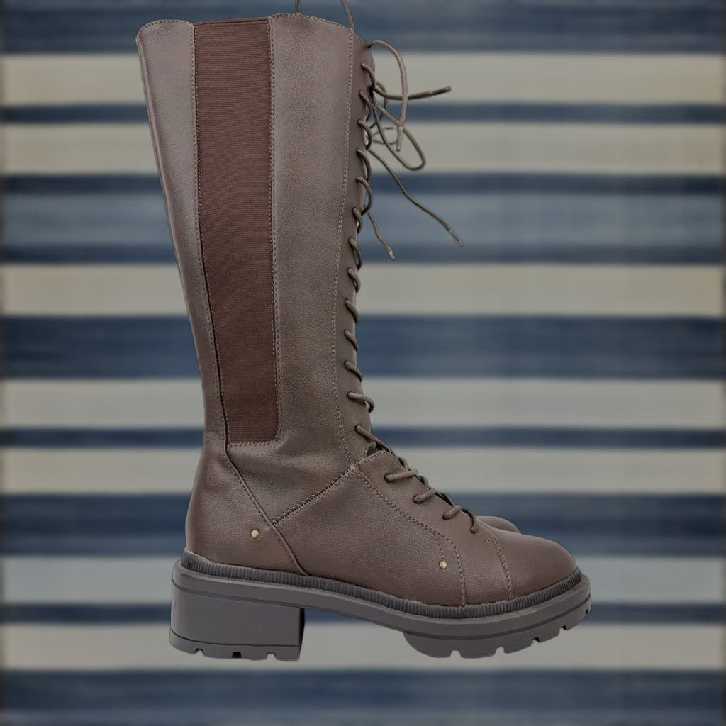 Rocket Dog size Women's Issa Brown Lace Up Chunky Heel Tall