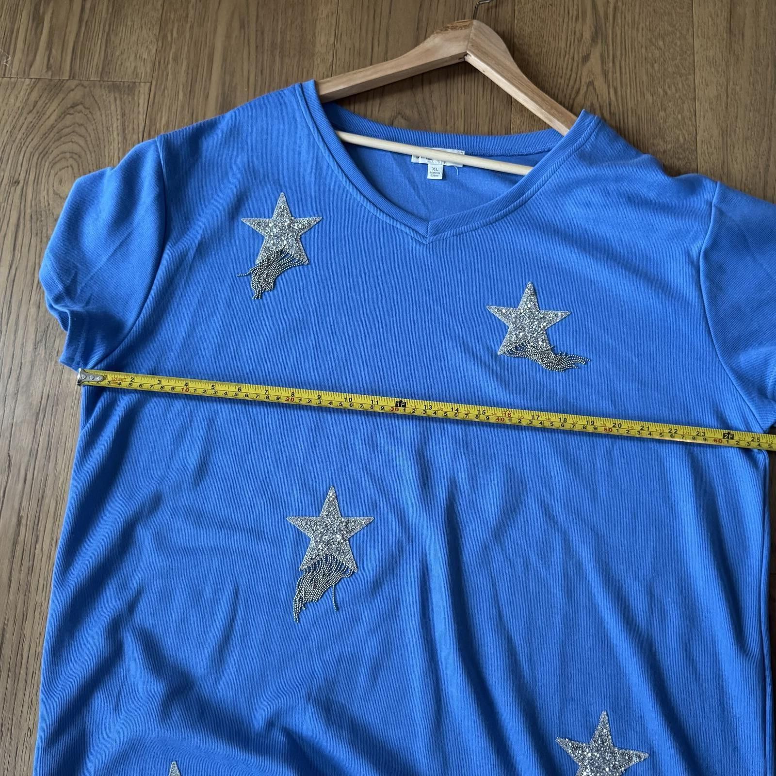 Other SHE + SKI Blue V-Neck Dress with Silver Star Tassel XL Size XL / US 12-14 / IT 48-50 - 7 Thumbnail