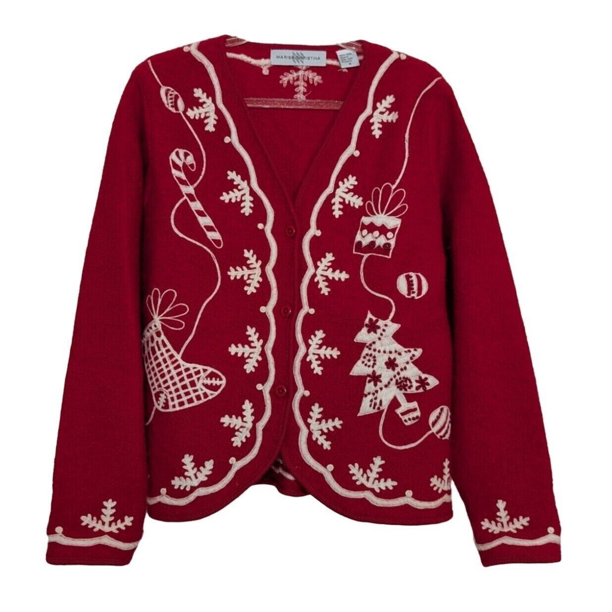 Other Marisa Christina Embroidered Christmas Cardigan Womens Sz M Size M / US 6-8 / IT 42-44 - 1 Thumbnail