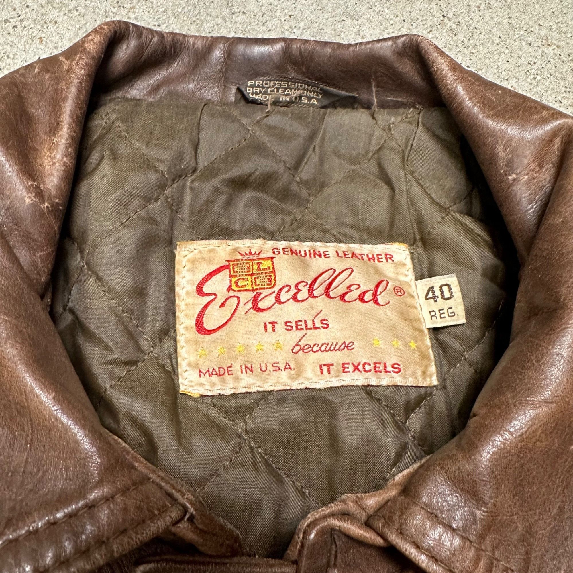 Excelled × Vintage Vintage 70s Excelled A2 Military Style Genuine Leather Jacke Size US L / EU 52-54 / 3 - 3 Thumbnail