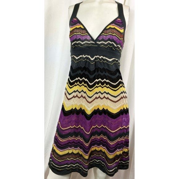 image of 38 Xs S Fab Missoni X Back Zig Zag Purple Yellow Black Dress, Women's