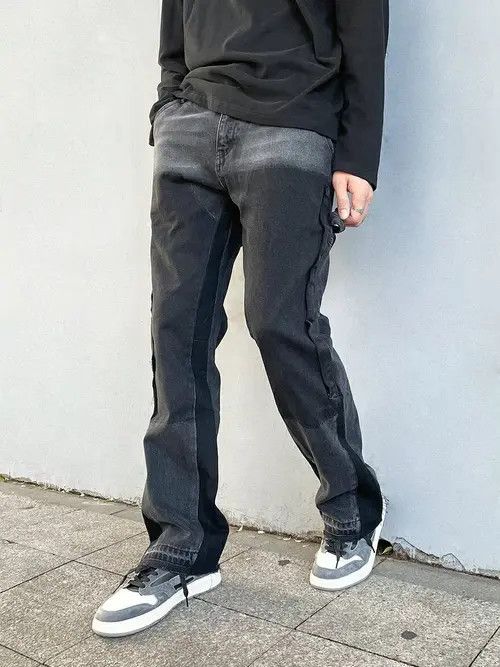 VIBE fade distressed flare skate jeans