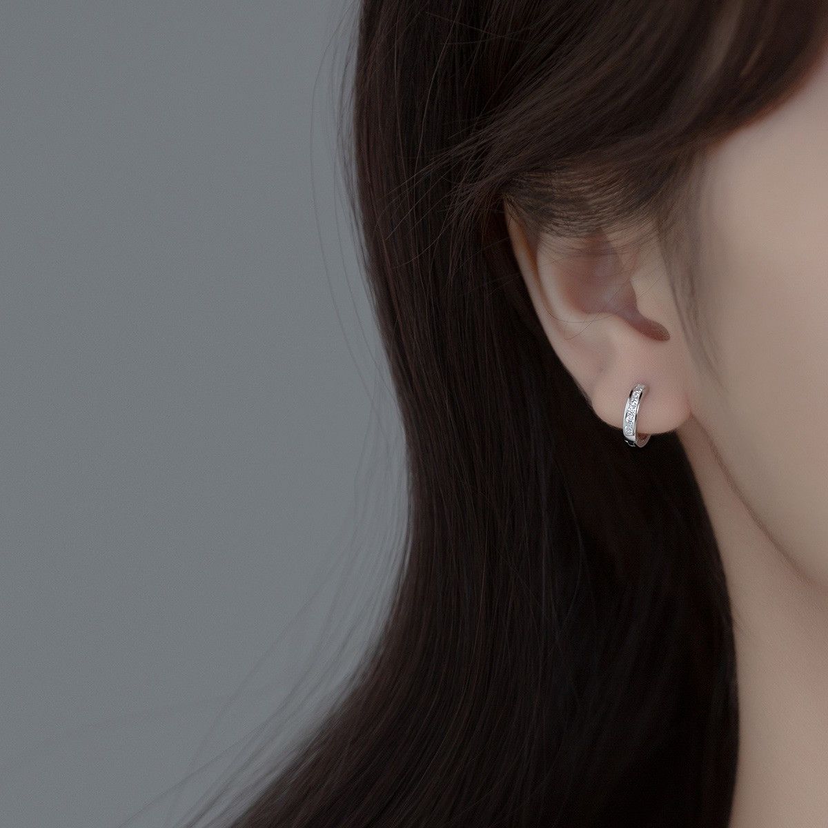 Other CZ Small Silver Hoop Earrings for Women Men Size ONE SIZE - 3 Thumbnail