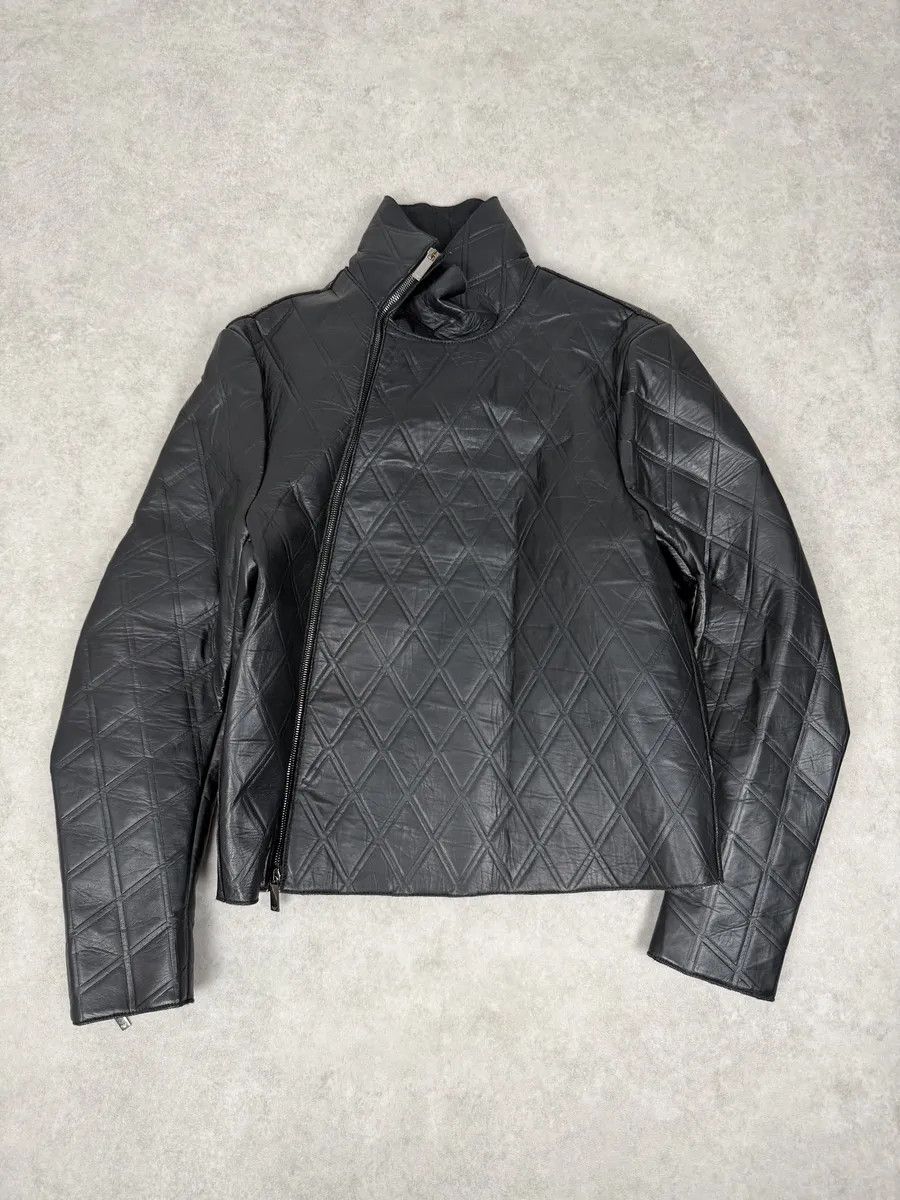 Emporio Armani AW2013 Emporio Armani Black Asymmetrical Losange Leather Jacket Size US S / EU 44-46 / 1 - 5 Thumbnail