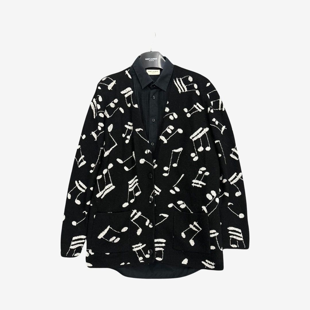 Saint Laurent Paris *RARE* Saint Laurent Paris Mohair Music Note Cardigan Sz.M Size US M / EU 48-50 / 2 - 2 Thumbnail