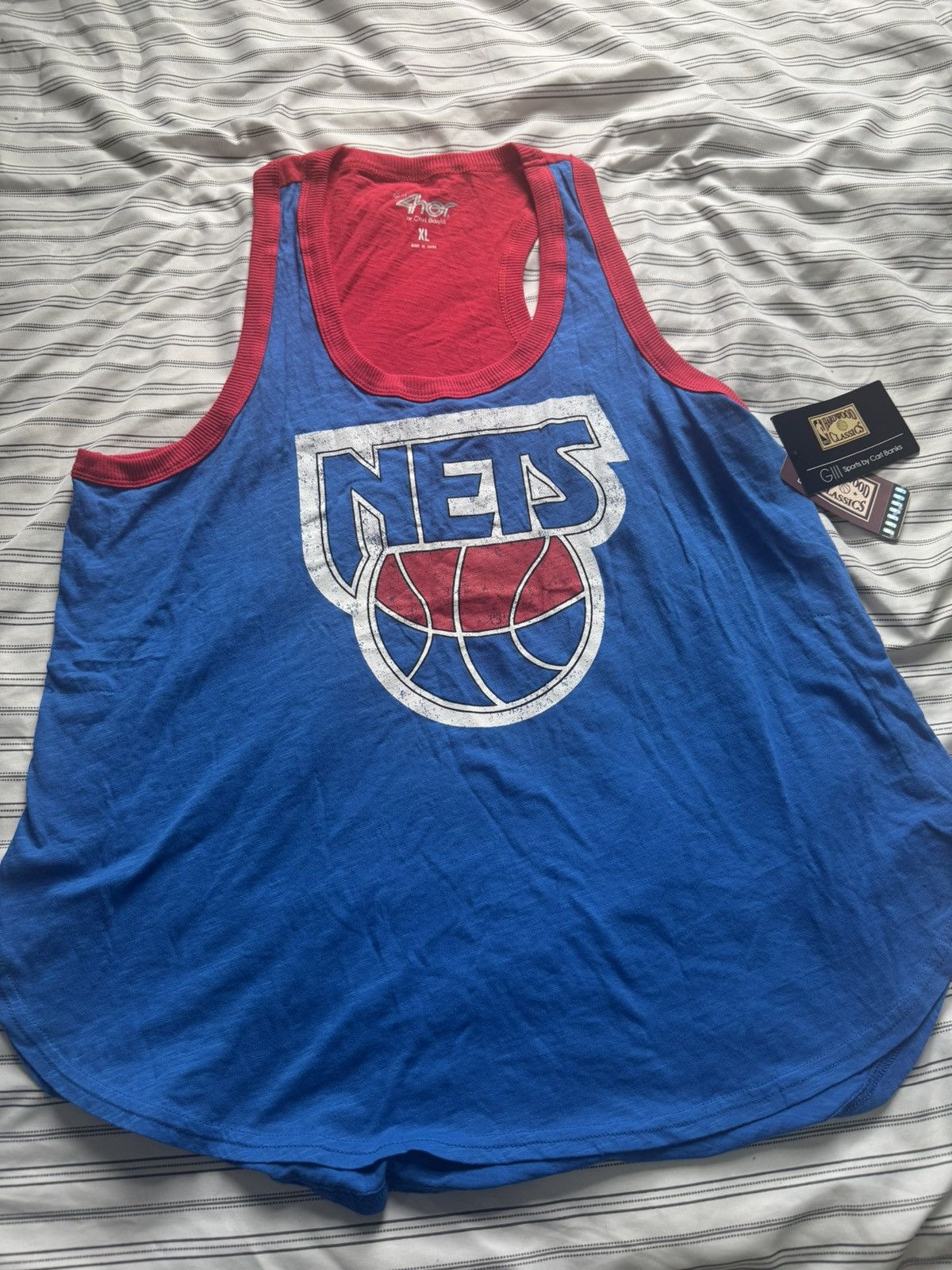 NBA G-III 4her Brooklyn Nets Tank Top XL Red Blue Retro Logo NBA Size XL / US 12-14 / IT 48-50 - 2 Thumbnail