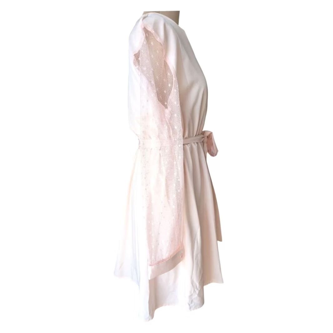 Pinko Pale Pastel Pink Wrap Dress Sheer Polka Dot Long Sleeve Women's Size Large EUC Size L / US 10 / IT 46 - 5 Thumbnail