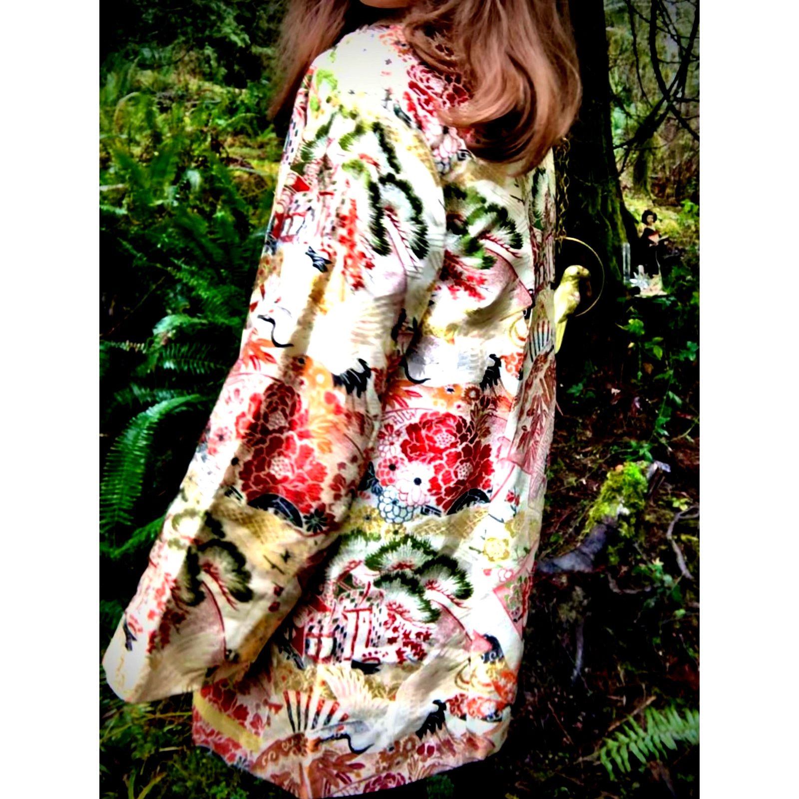 Vintage Vintage 60s Mid-Century Brocade Jacket Pagoda & Crane Motifs Size M / US 6-8 / IT 42-44 - 7 Thumbnail