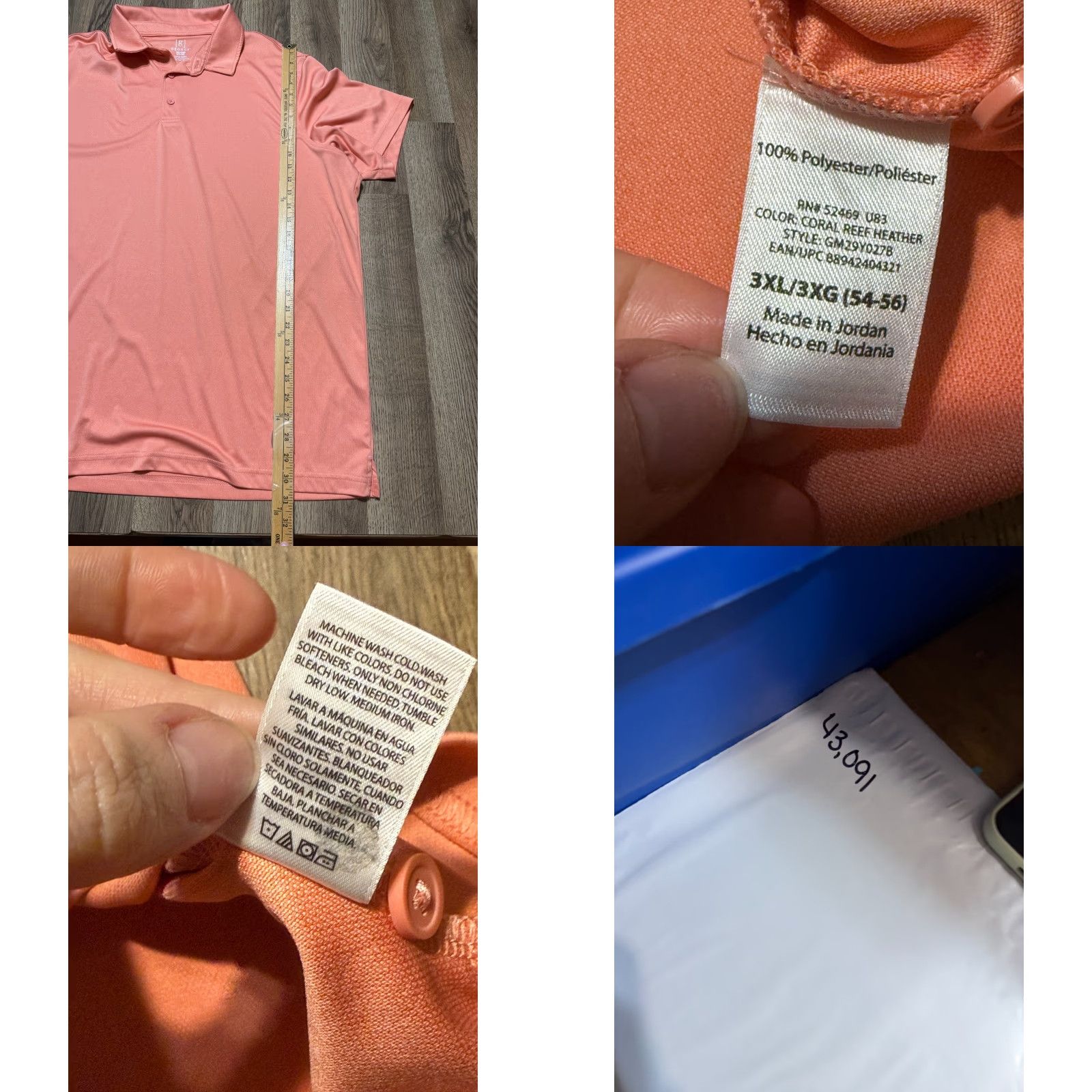 George George Polo Shirt Mens 3XL Orange Short Sleeve Collared Polyester Button Vintage: No Size US XXL / EU 58 / 5 - 8 Thumbnail