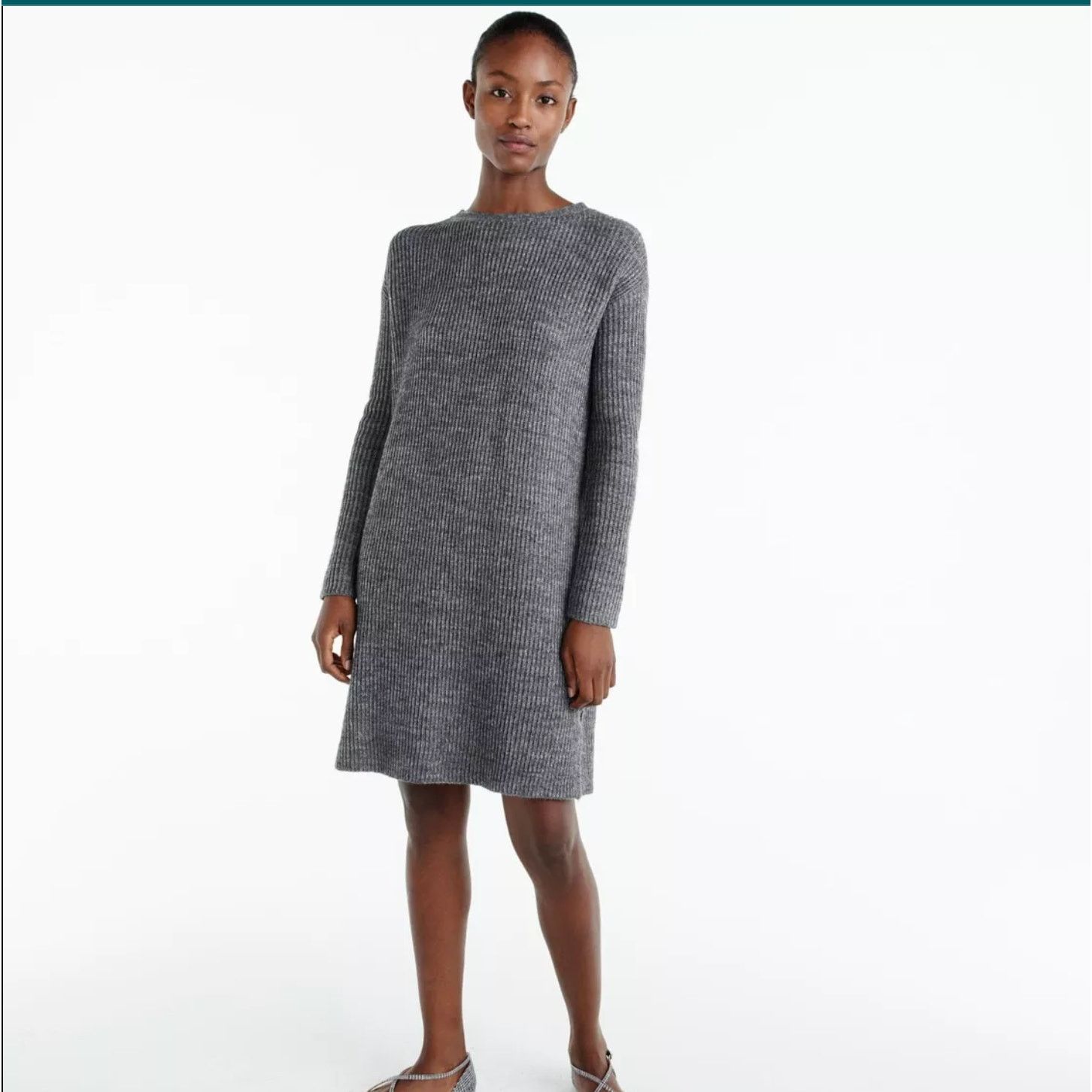 J.Crew J CREW Open Flannel Ribbed Sweater Dress Gray Wool Alpaca S Size S / US 4 / IT 40 - 7 Thumbnail
