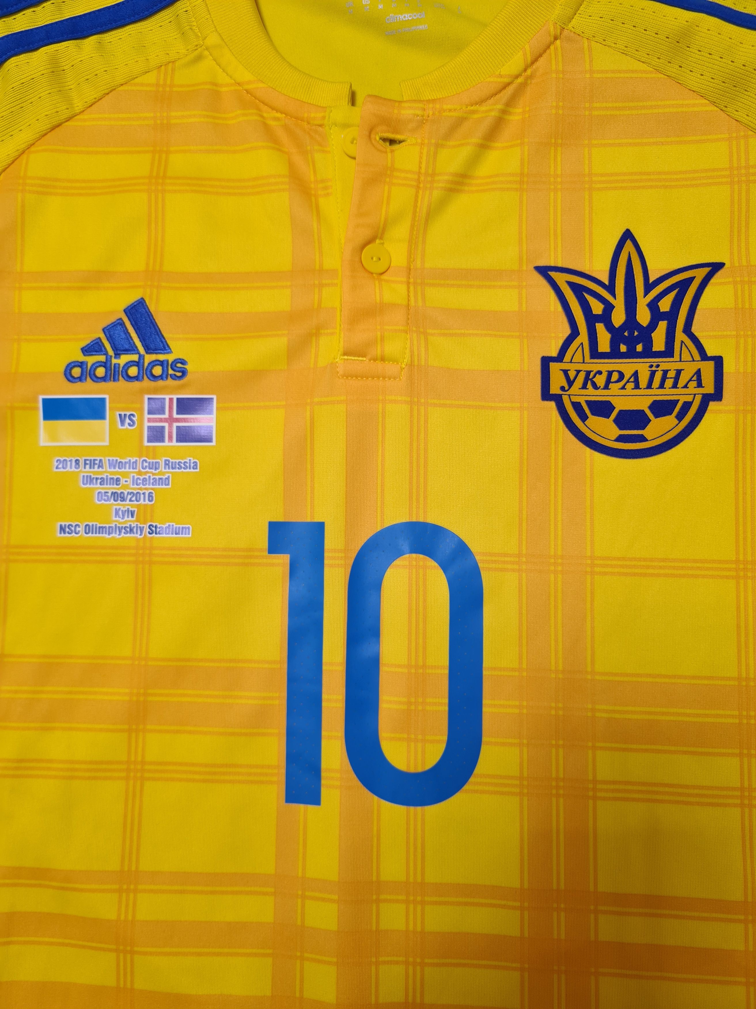 Adidas UKRAINE 2016 2017 MATCH WORN KONOPLYANKA 10 SOCCER JERSEY Size US M / EU 48-50 / 2 - 3 Thumbnail