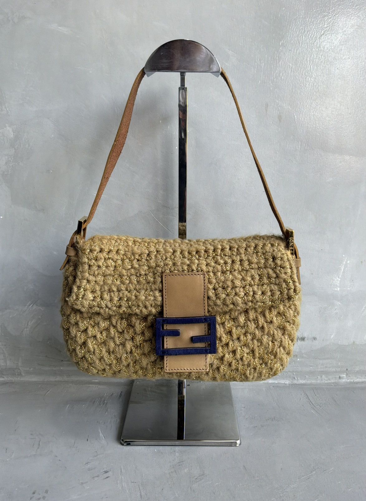 Fendi Fendi - Knit Woven Crochette Ponyhair Baguette Bag Size ONE SIZE - 2 Thumbnail
