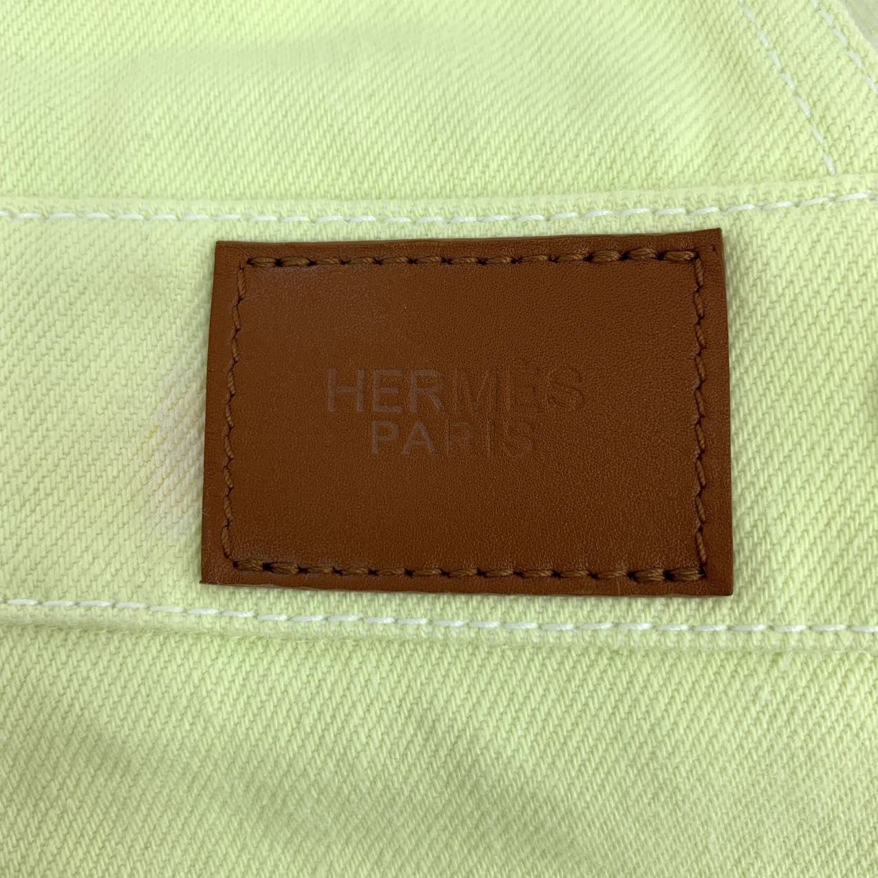 Hermes Hermes Fluorescent Yellow Cotton Denim Overalls K26WX Size 26" / US 2 / IT 38 - 6 Thumbnail