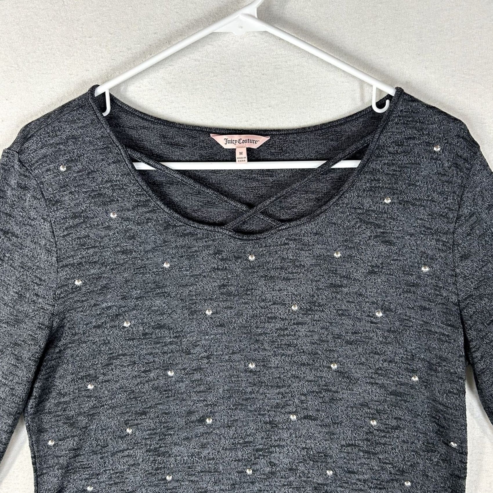 Juicy Couture Juicy Couture Blouse Shirt Womens Medium Gray Round Neck Long Sleeve Casual Top Size M / US 6-8 / IT 42-44 - 2 Thumbnail