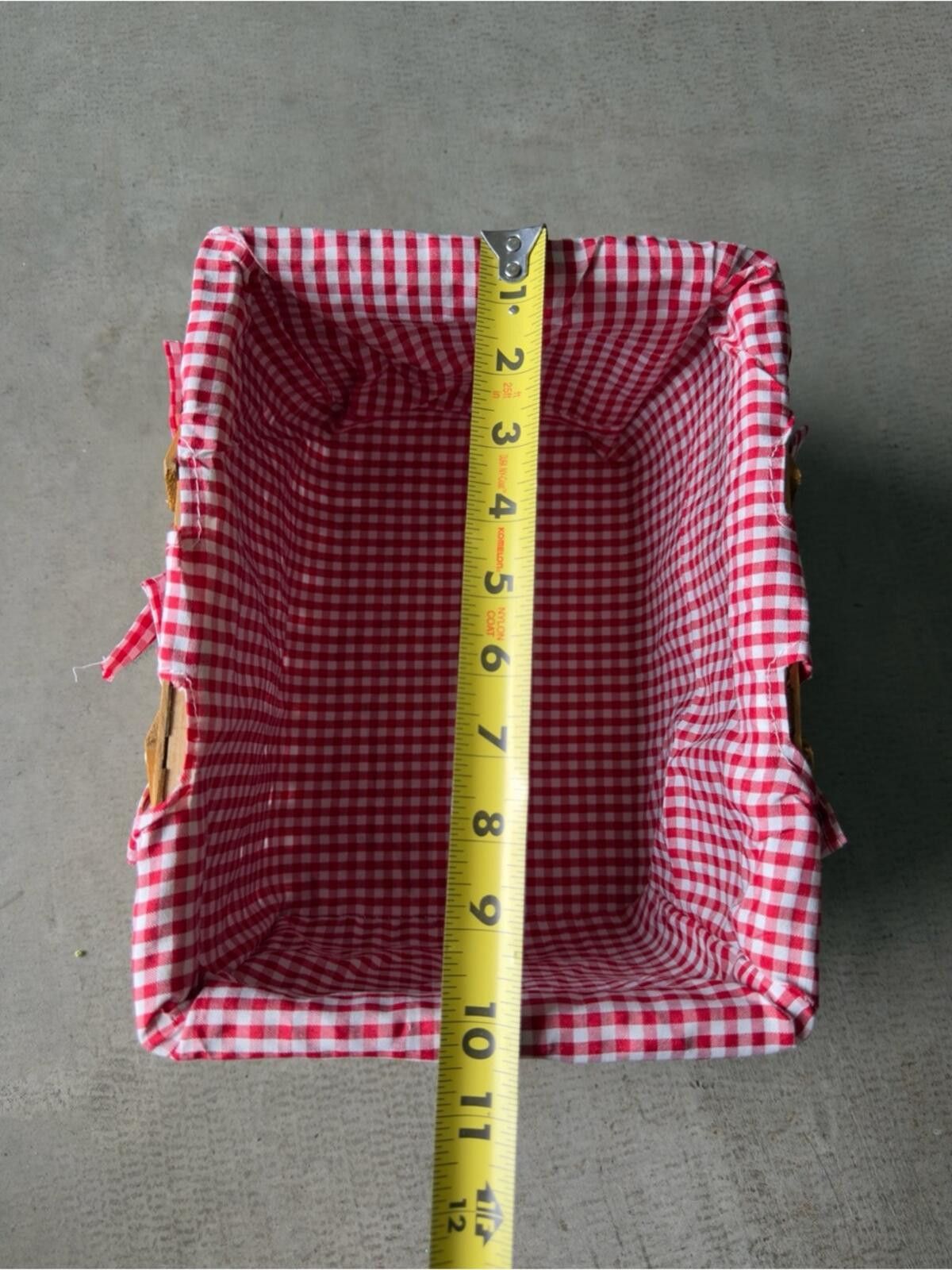 Other Woven Picnic Basket / Gingham Lined / Wooden Handle / Red Size ONE SIZE - 7 Thumbnail