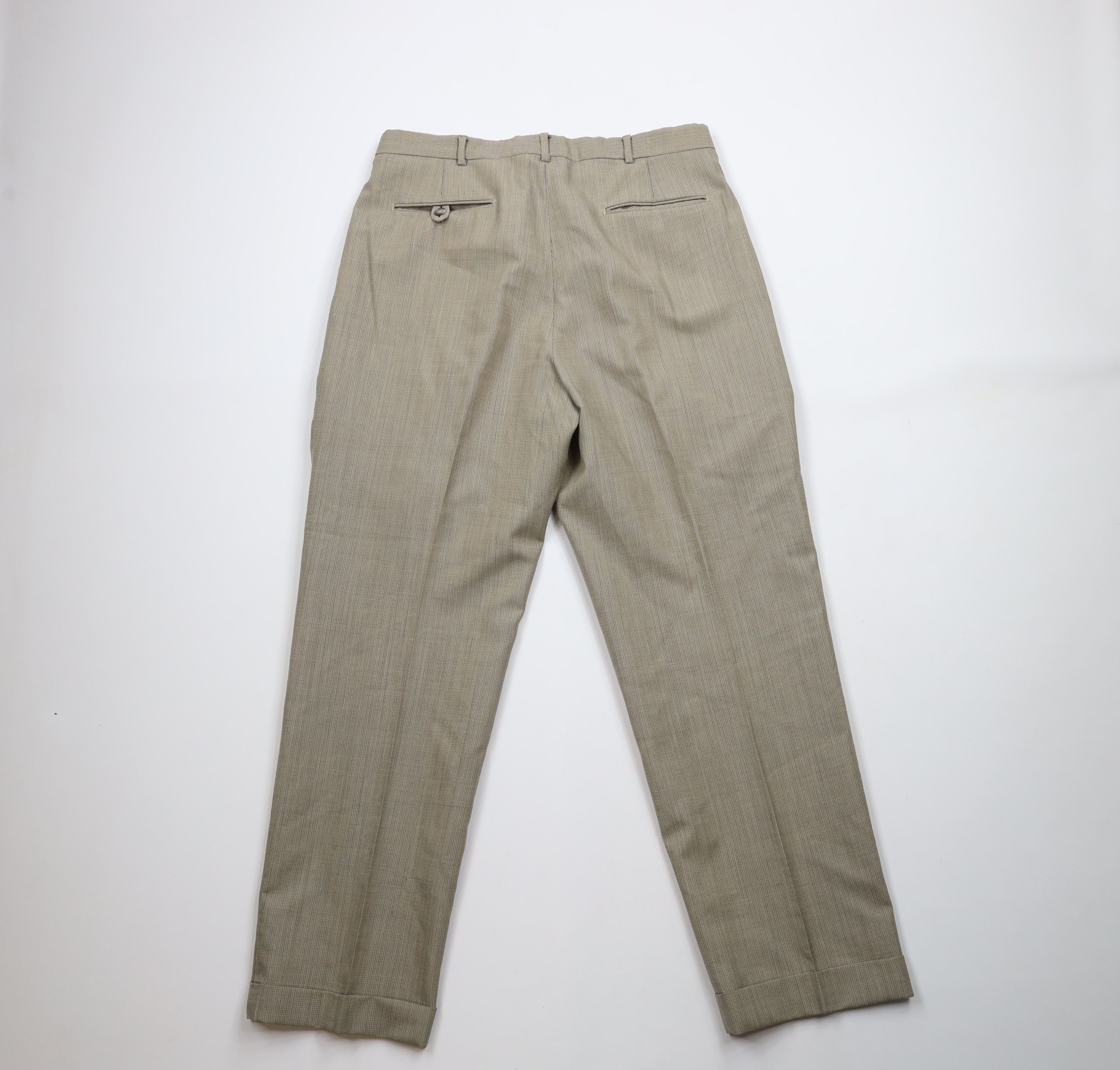 Lands' End × Vintage Vintage 90s Lands End Wool Pleated Cuffed Chino Pants USA Size US 34 / EU 50 - 9 Thumbnail