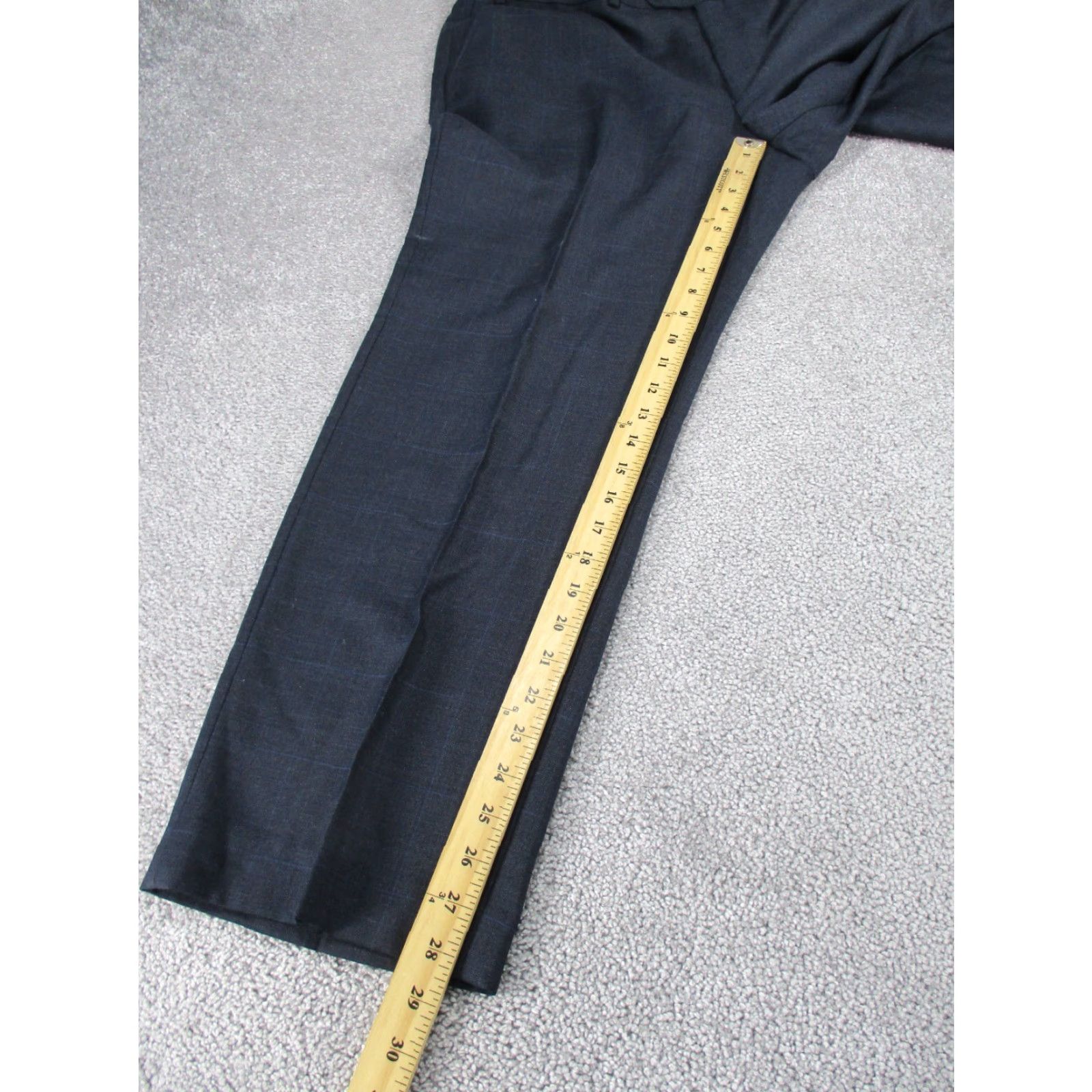 Ralph Lauren VINTAGE Lauren Ralph Lauren Dress Pants 40 Gray Blue Windowpane Check Wool Regular Fit 40X28 Mens Size US 40 / EU 56 - 4 Thumbnail